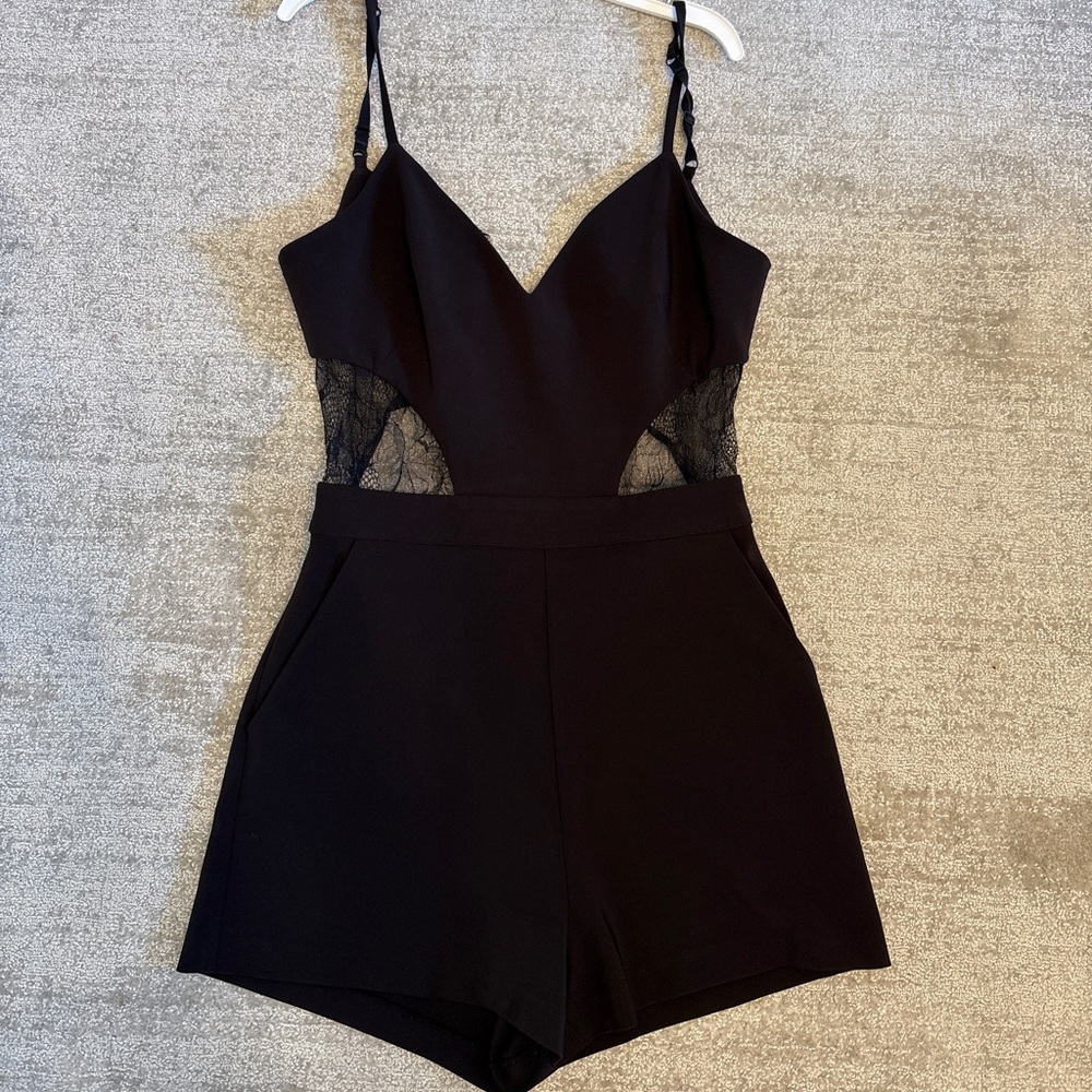 Elegant Black Lace Detail Romper